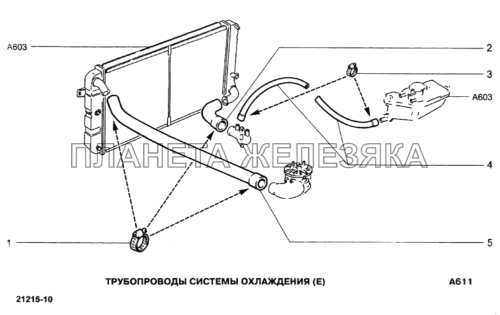 Тубопроводы системы охлаждения (Е) ВАЗ-21213-214i